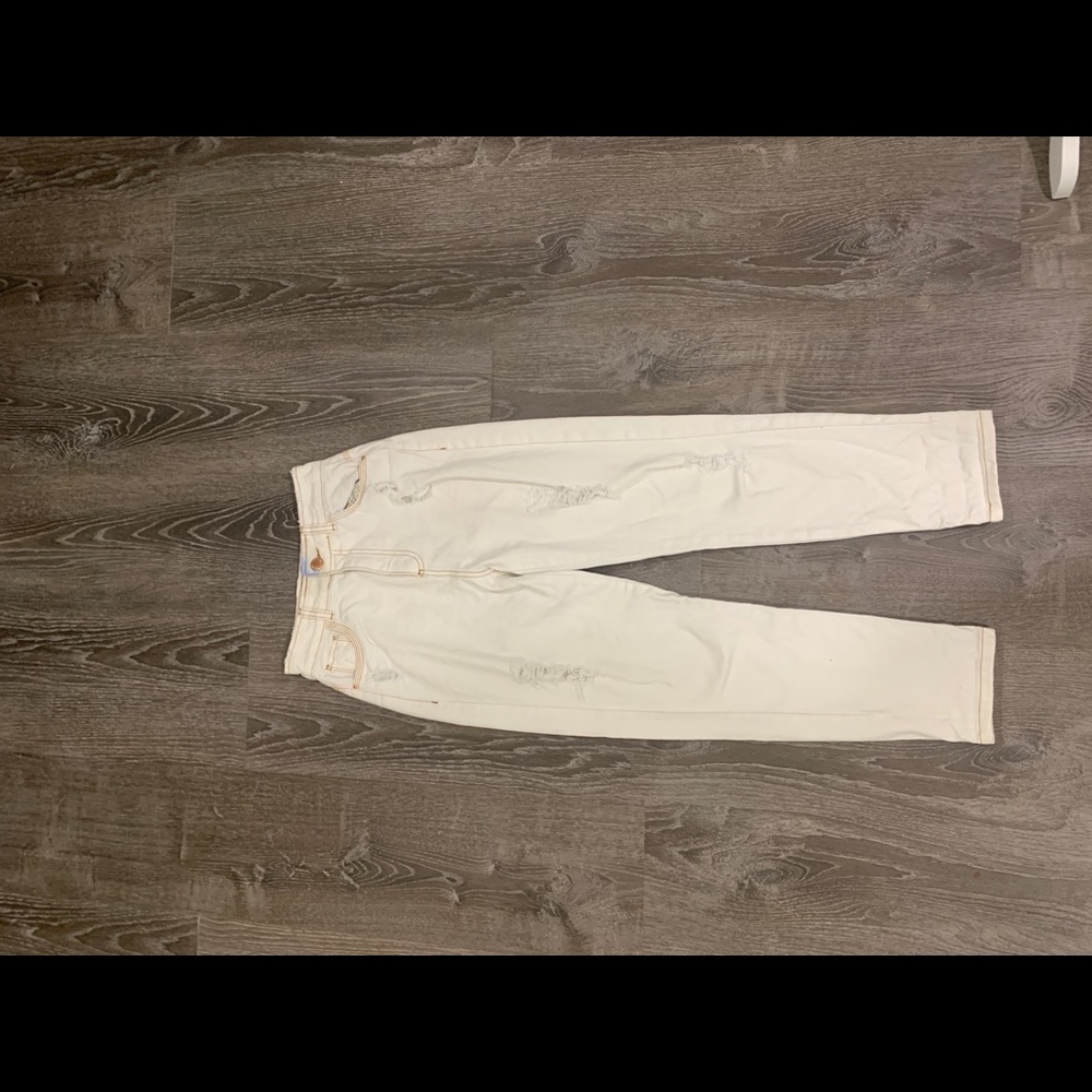 High rise White mom jeans